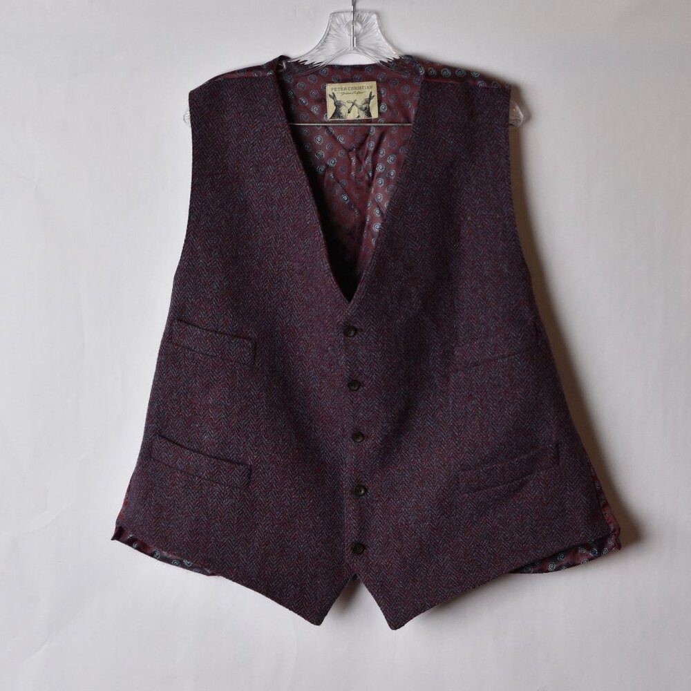 Peter Christian Hand Woven Harris Tweed Wool Waistcoat Vest Mens 54 Regular